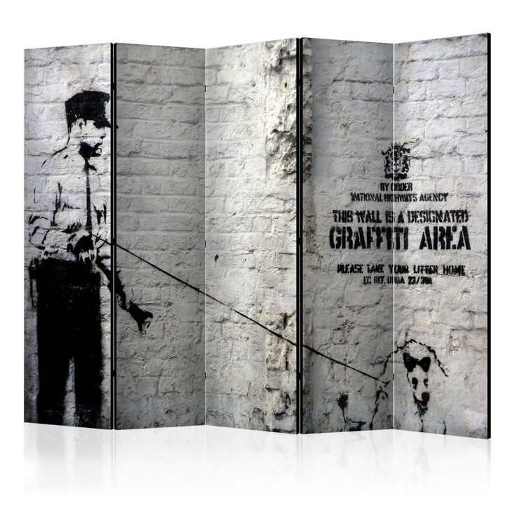 Paravent, Raumteiler freistehend, Trennwand - Graffiti-Zone , 5-teilig - 225 x 172 cm - WA454650