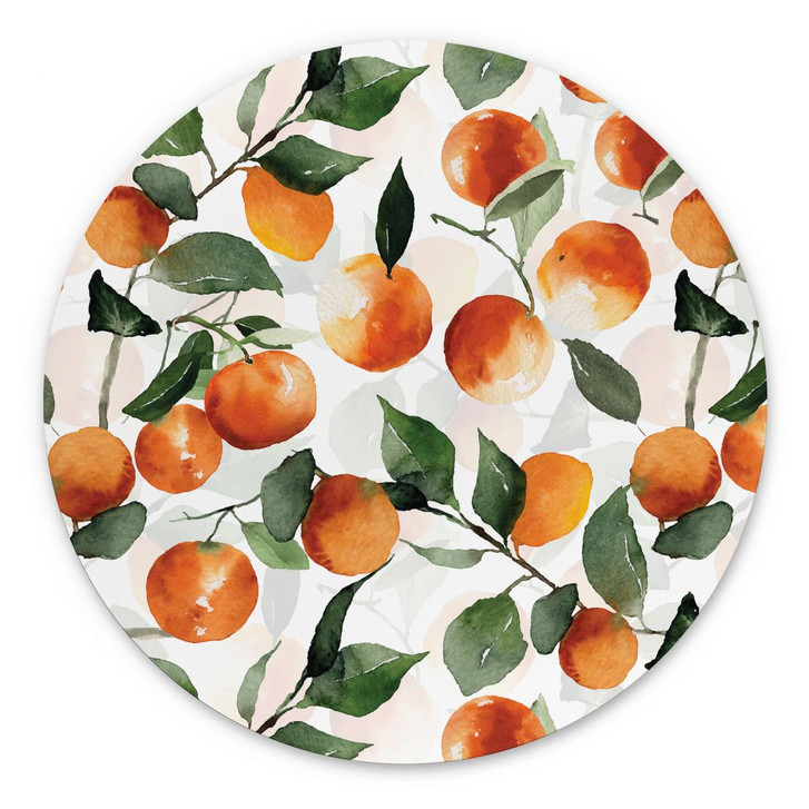 Wandbild Fruchtige Mandarinen - UN Designs - Alu-Dibond - Rund - WA395017