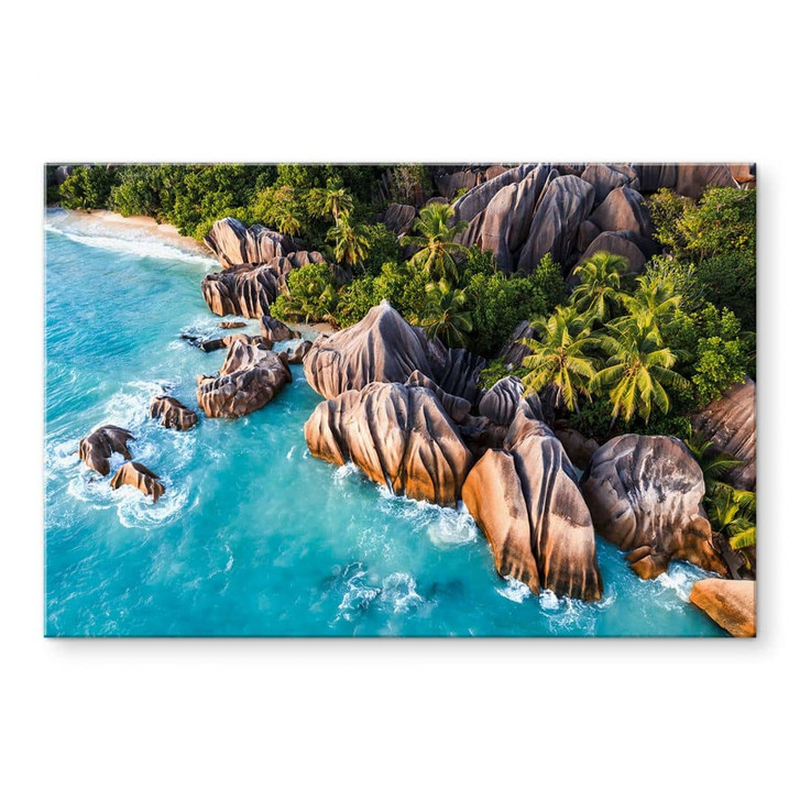 Wandbild Tropische Felsenküste der Seychellen - Colombo - Alu-Dibond - WA464922