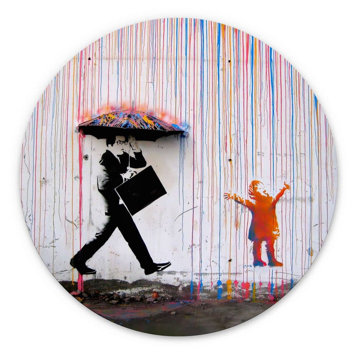 Alu-Dibond Banksy - Coloured Rain - Rund - WA313861