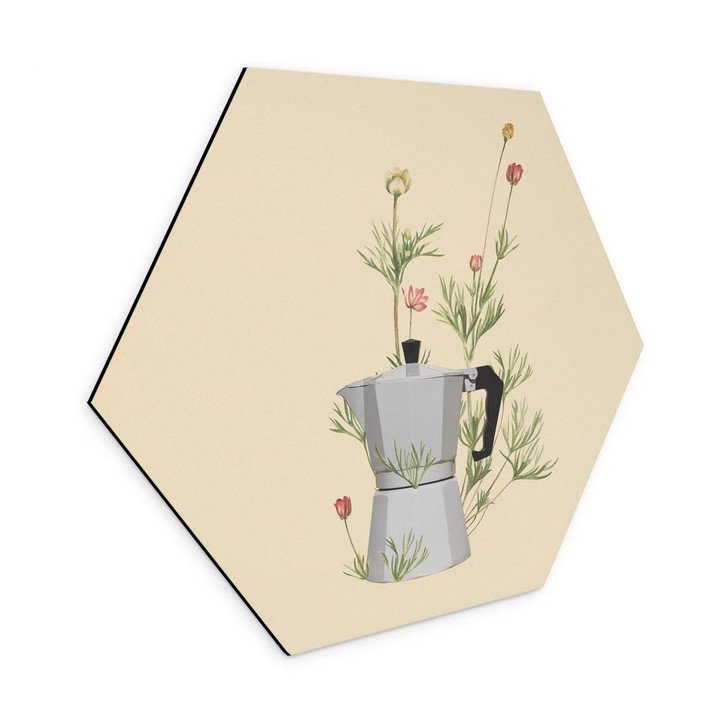 Hexagon Wandbild Frida Floral Studio - Mokka Floral - Alu-Dibond - WA354770