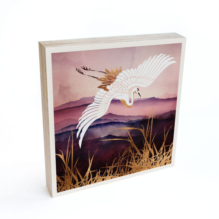 Holzbild zum Hinstellen - Eleganter Kranich - SpaceFrog Designs - 15 x 15 cm - WA418866