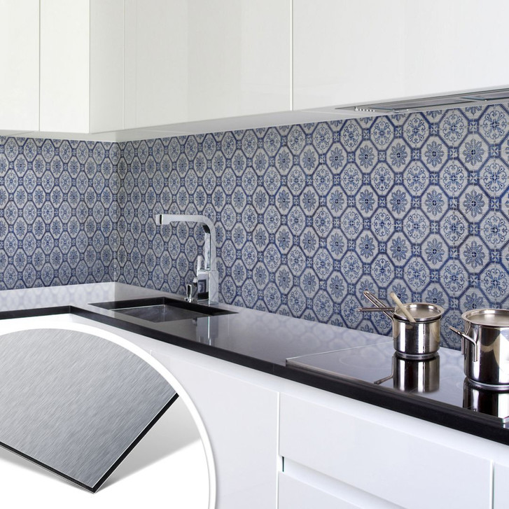 Küchenrückwand - Alu-Dibond-Silber - Holland Kacheln 01 - WA134665