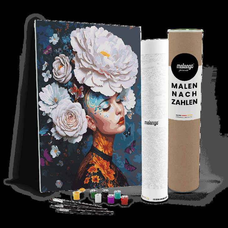 Malen nach Zahlen Leinwandbild - Frau Bing Blumenhaar - WA447382