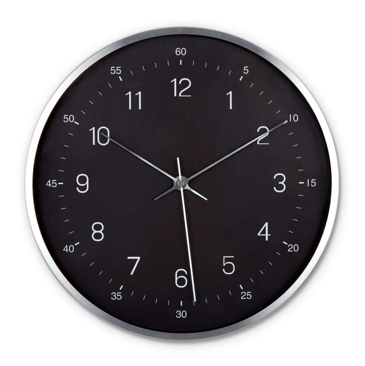 Moderne Wanduhr in Schwarz-Silber-Optik Ø30cm - WA343789