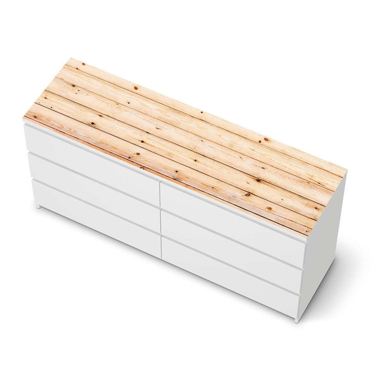 Möbelfolie IKEA Malm Kommode 6 Schubladen (breit) oben - Bright Planks - CR116659