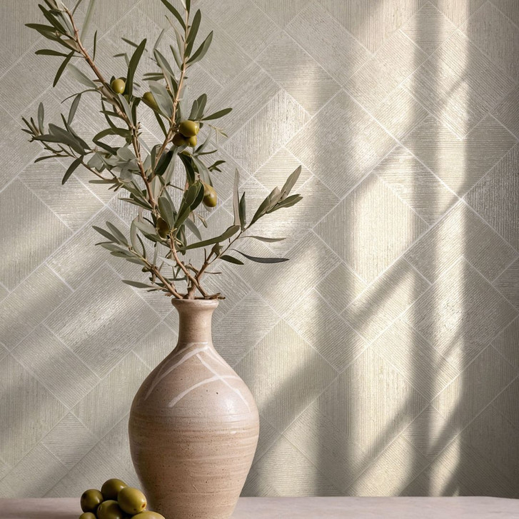 Vliestapete in Beige Karriert, Rautenmuster Grafisch Geometrisch - WA450760