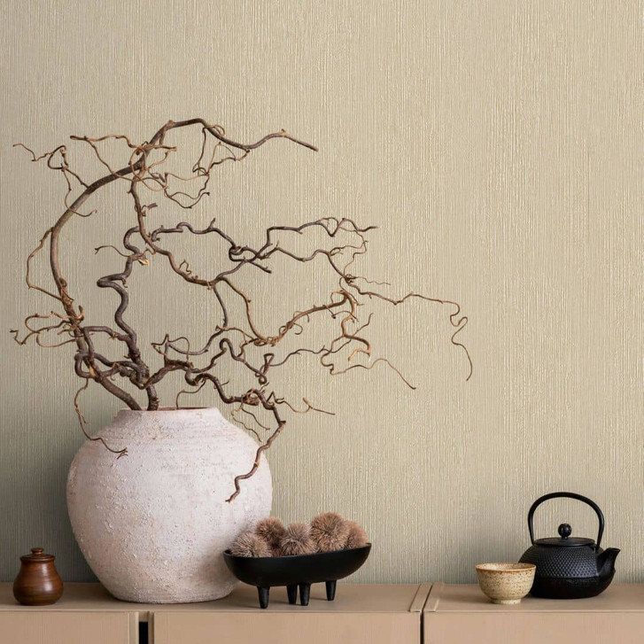 Vliestapete in Textiloptik mit strukturierter Oberfläche beige Uni - WA450713