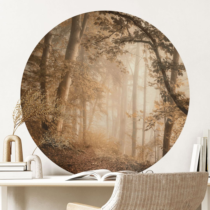 Wandtattoo Wald im morgendlichen Nebel - Maier - Rund - WA412710