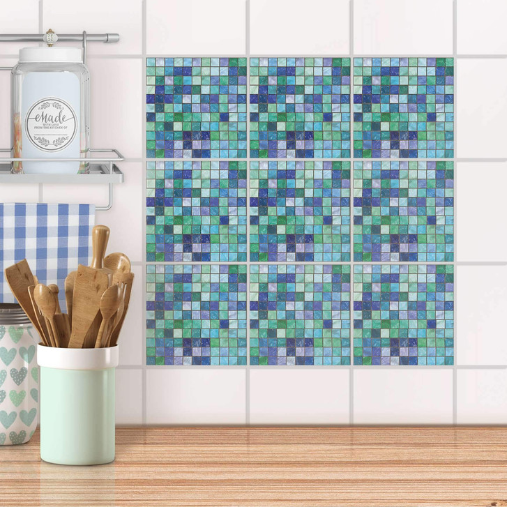 Fliesenaufkleber Set - Mosaik Grün-Blau - CR102152