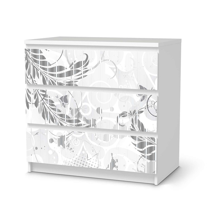 Klebefolie IKEA Malm Kommode 3 Schubladen - Florals Plain 2 - CR109779