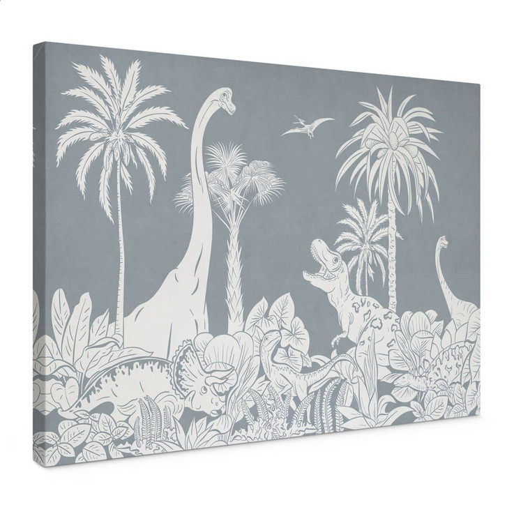 Leinwandbild Im Land der Dinosaurier - Blau - Kikki Belle - WA435776