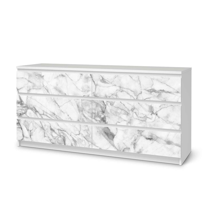 Möbelfolie IKEA Malm Kommode 6 Schubladen (breit) - Marmor weiss - CR116594
