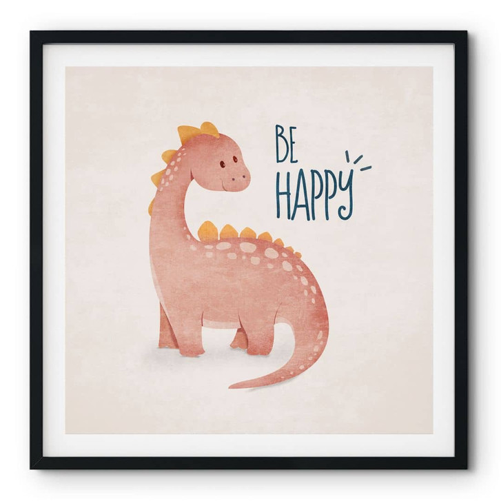 Poster Dino Be Happy - Brachiosaurus - Tunaboylu - Quadratisch - WA406857