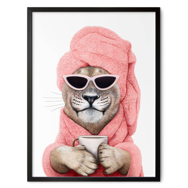 Poster Wellness Löwe mit Kaffee - Korenkova - WA516354