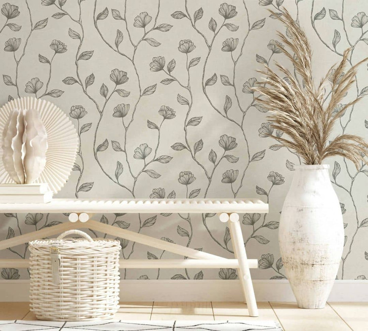 Vliestapete Beige Gold Floral für Wohnzimmer Schlafzimmer Küche marburg Tapete - WA508103