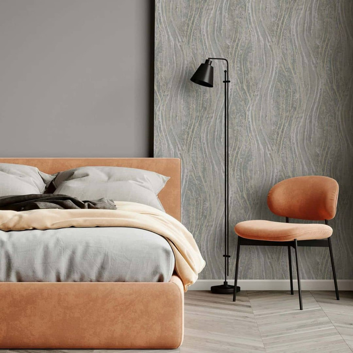 Vliestapete Beton, Wellen Grafisch Modern in Grau - WA483049