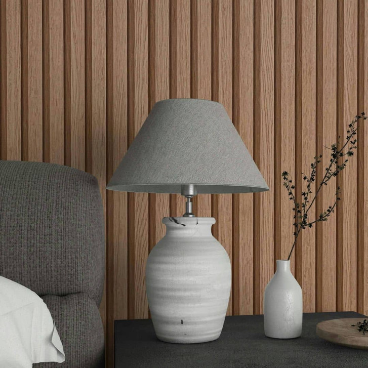 Vliestapete mit Akustikpaneele Optik und leichter Holzmaserung im Skandi Stil braun Streifen - WA450426