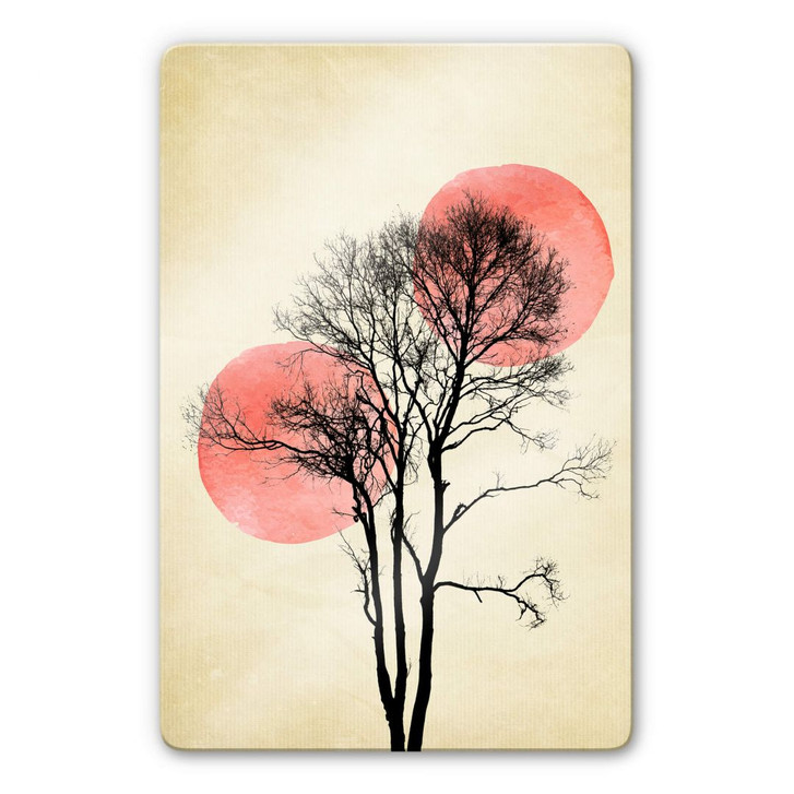 Glasbild Kubistika - Sonne und Mond hinter dem Baum - WA252913