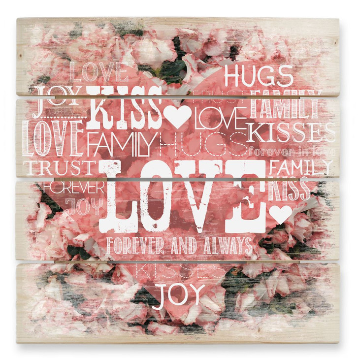 Holzbild Liebesherz im Blumenmeer - 40 x 41.5 cm - WA132193