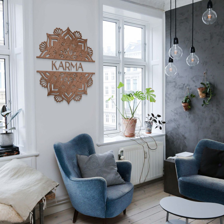 Holzdeko Mahagoni - Mandala Karma - 80x95cm - WA302783