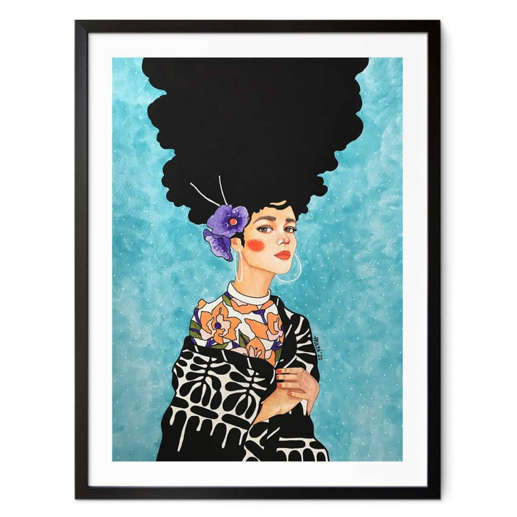 Poster Frau mit lila Hibiskus im Haar - Hülya - WA408602