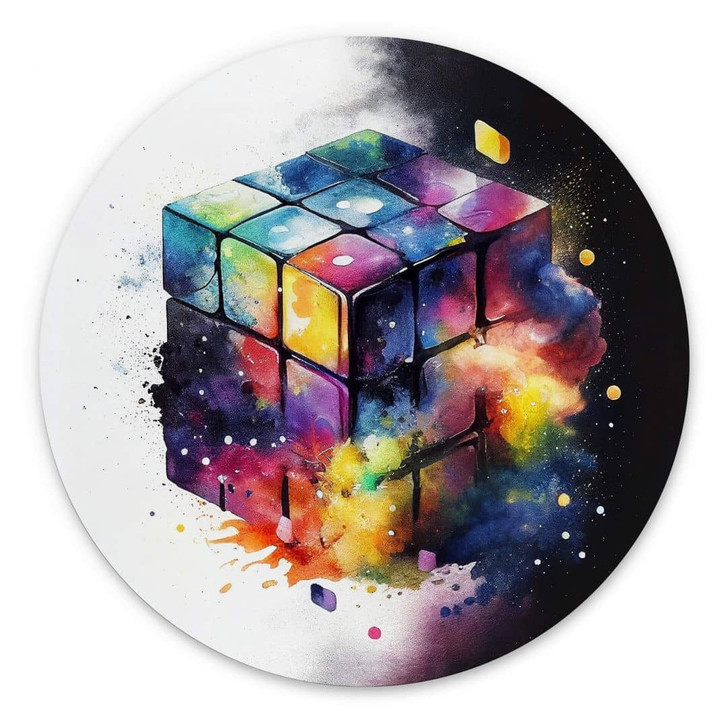 Rundes Wandbild Heine - Magischer Zauberwürfel - Rubik's Cube - Alu-Dibond - WA394504