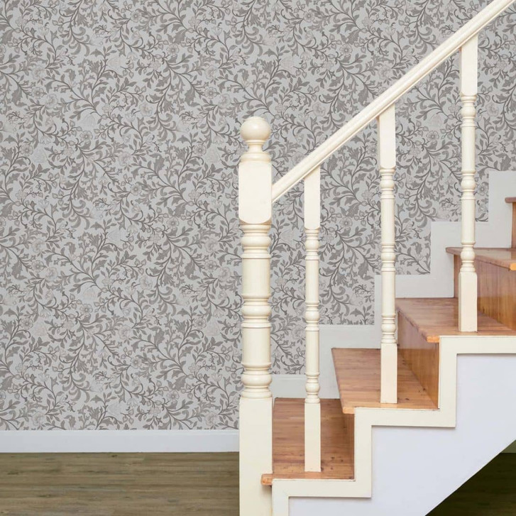 Vliestapete Blumen, Blattmotiv Floral Natur in Grau - WA473184