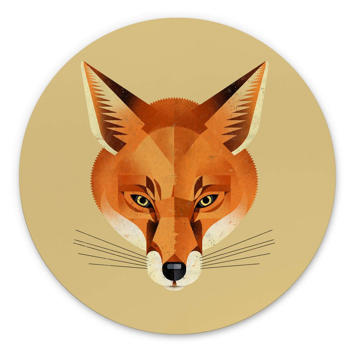 Wandbild Fuchs - Alu-Dibond Rund - Braun - WA394619