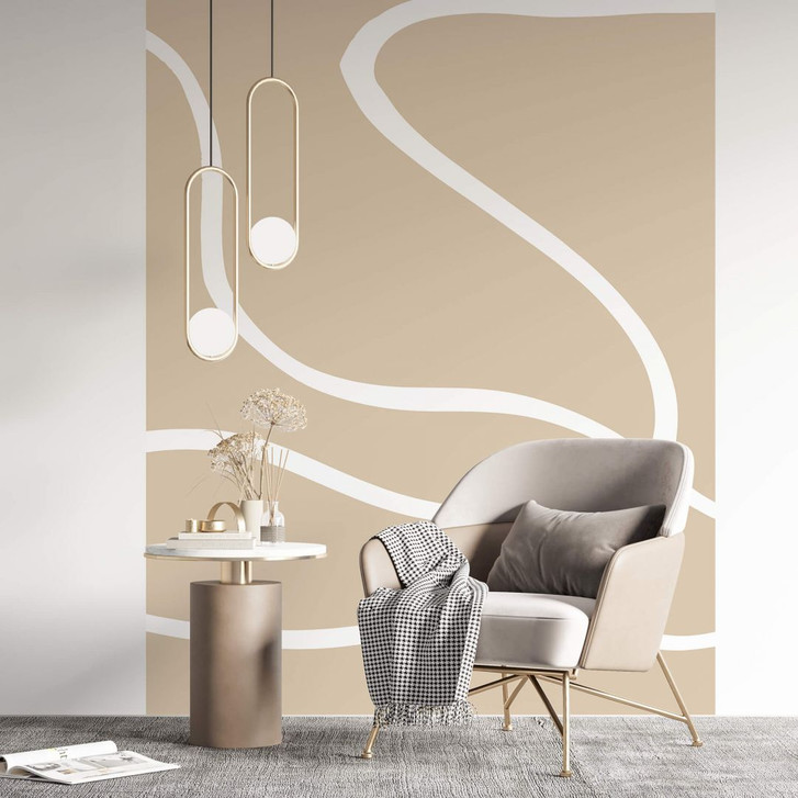 Fototapete 1X Studio - Weisse Pinselstriche auf Beige - WA353153