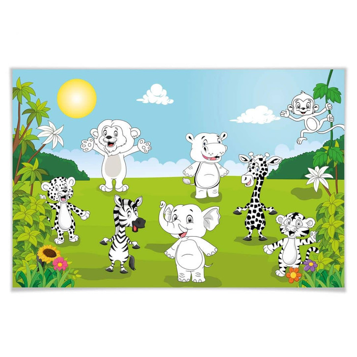 Giant Art® XXL-Poster Happy Animals - 175x115cm - WA295196