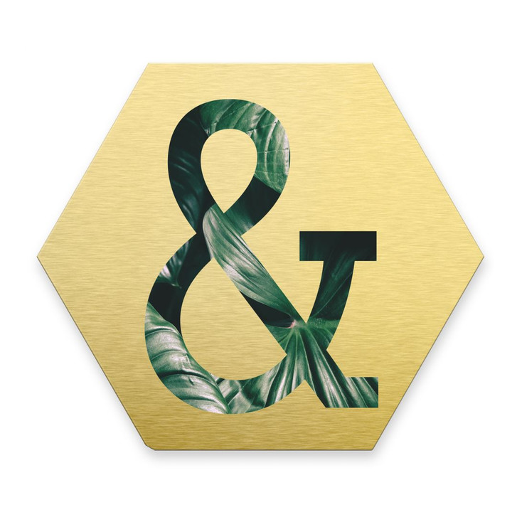 Hexagon - Alu-Dibond Goldeffekt - Urban Jungle Et-Zeichen 02 - WA233131