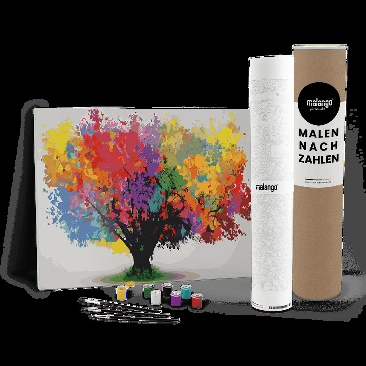 Malen nach Zahlen Leinwandbild - Bunter Baum - WA447284