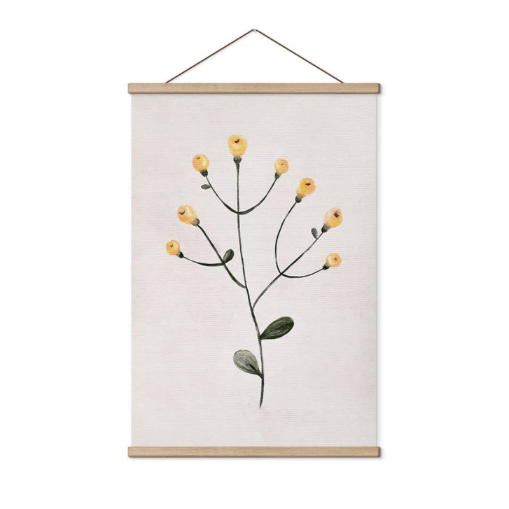 Stoffbild Zarte Pflanze mit gelben Blüten - Goed Blauw - WA486161