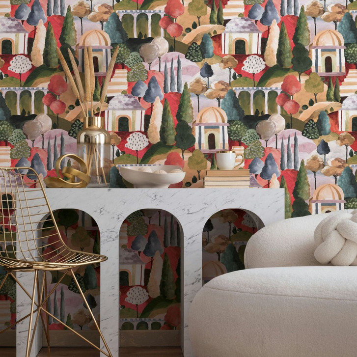 Vliestapete in Bunt Malerische Bäume Grafisch Modern - WA457182