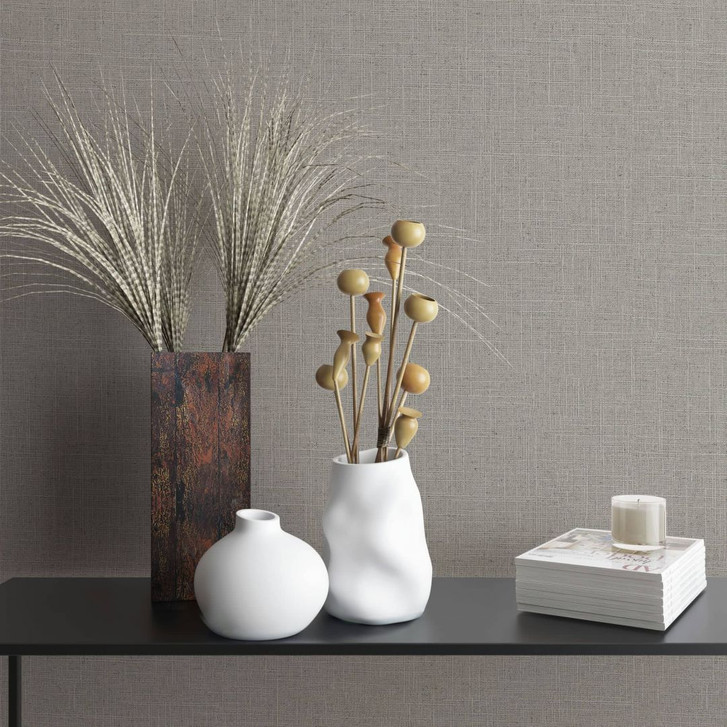 Vliestapete in textilem Uni Look grau Uni - WA450412
