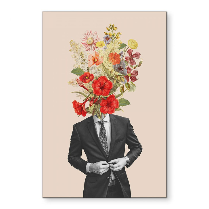 Wandbild Mann im Anzug mit Wildblumen - Frida Floral Studio - Alu-Dibond - WA423114