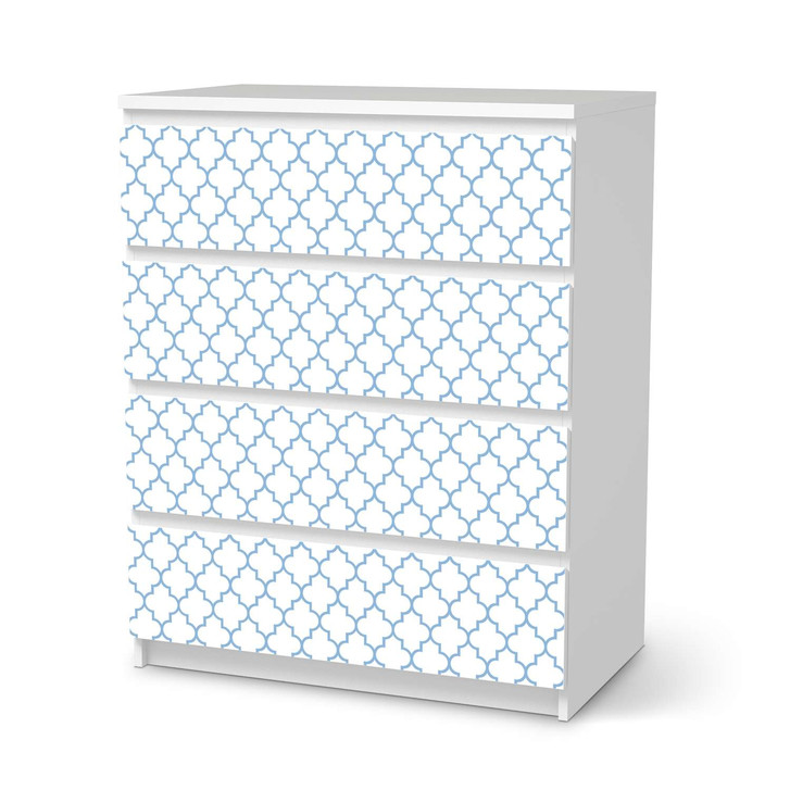 Folie IKEA Malm Kommode 4 Schubladen - Retro Pattern - Blau - CR105675