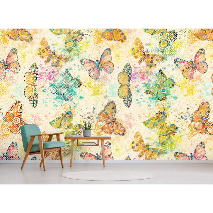 Livingwalls Fototapete Walls by Patel mosaic butterflies 1 - WA255043