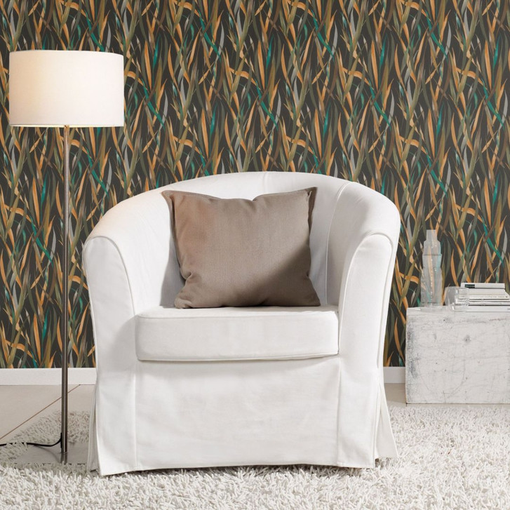 Pflanzentapete, Vliestapete Paraiso schwarz - WA428567