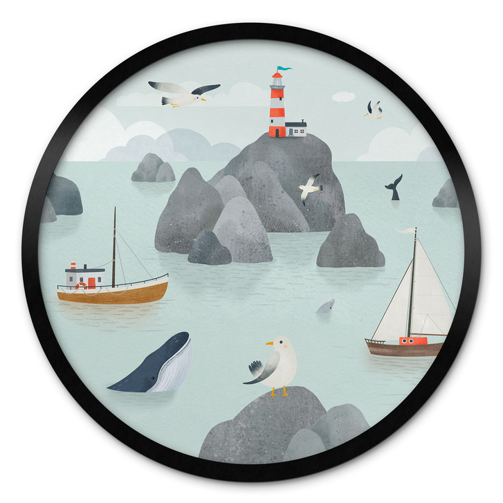 Poster Maritimes Küstenmotiv mit Leuchtturm - Oliver Robins - Rund - WA512452