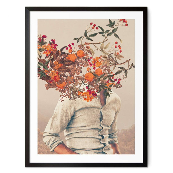 Poster Moth - Mann mit Blumen - Surreale Kunst - WA406599