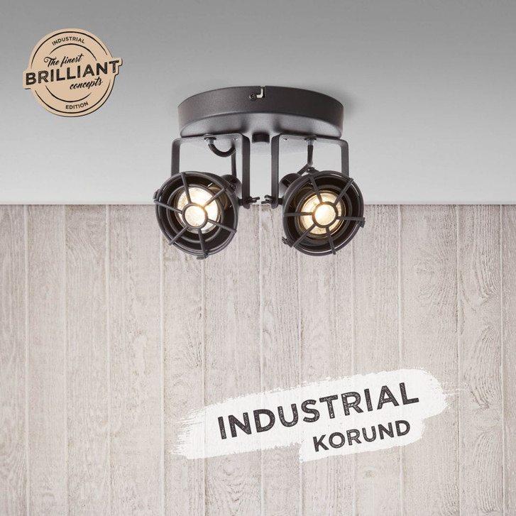 Spotrondell Josefine, Schwarz, ⌀20 cm, Metall Deckenspots, dimmbar - WA438717