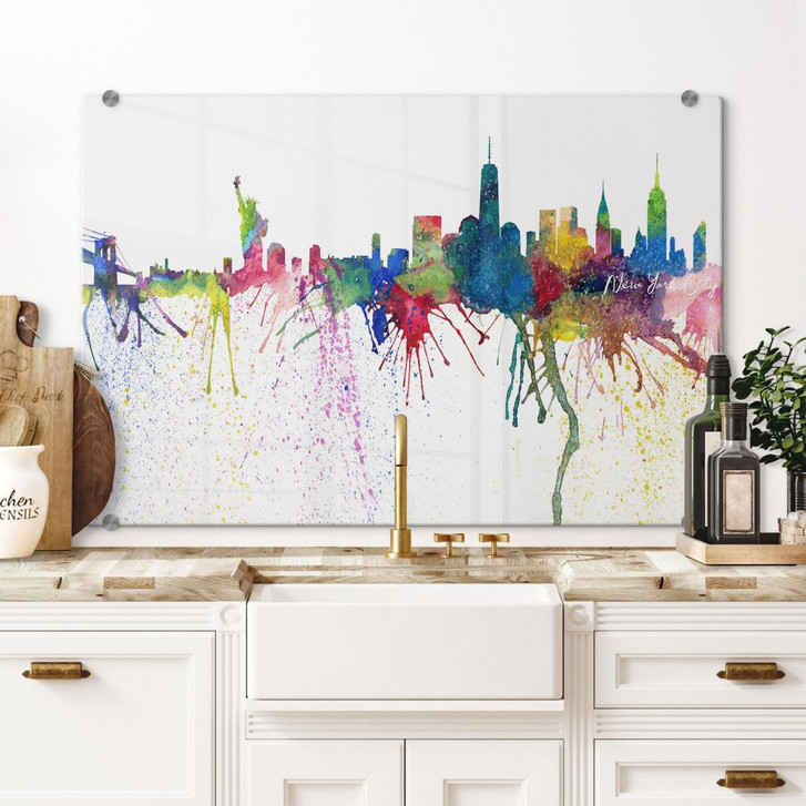 Spritzschutz Bleichner - New York City Aquarell Skyline - WA250020