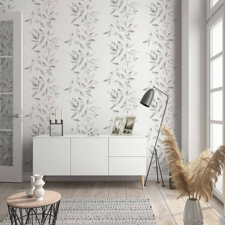 Vliestapete Blätter Floral Natur matt in Weiss Grau - WA497692