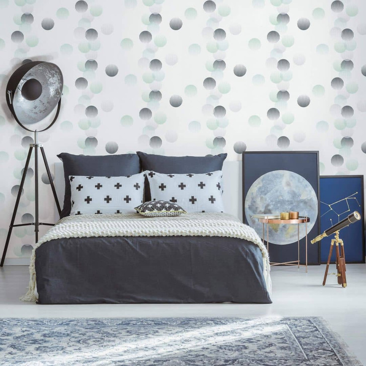 Vliestapete mit grossen strukturierten Punkten weiss Punkte - WA446215