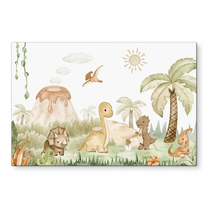 Wandbild Kleine Dinos auf grosser Entdeckungsreise - Oliver Robins - Alu-Dibond - WA431629