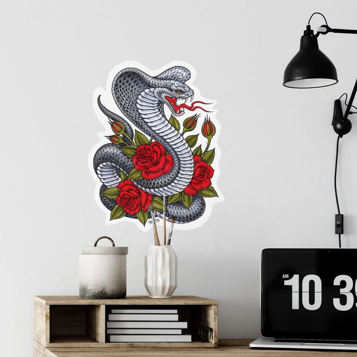 Wandsticker Miami Ink Kobra mit Rosen - WA201629