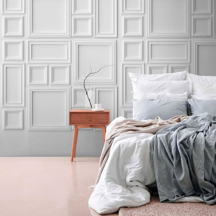 3D-Tapete mit Rahmenmotiv Weiss - Vliestapete geometrisch - Fototapete modern - WA418332