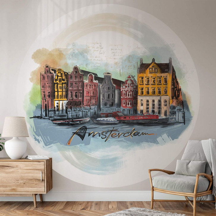 Fototapete Amsterdam - Rund - Love your City - Selbstklebend/Vlies - WA345145